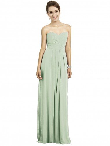 Affordable Full Length Strapless Chiffon Bridesmaid Dress with Sweetheart Neckline