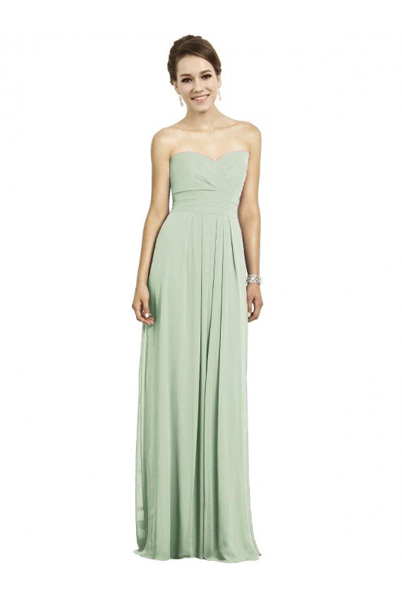 Affordable Full Length Strapless Chiffon Bridesmaid Dress with Sweetheart Neckline