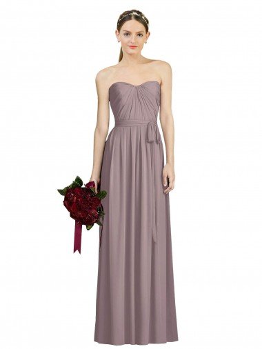 Affordable Sweetheart Neckline Long Full Length Chiffon Bridesmaid Dress