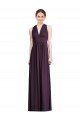 Affordable Long Chiffon V-Neck Bridesmaid Dress with Shirred Bodice