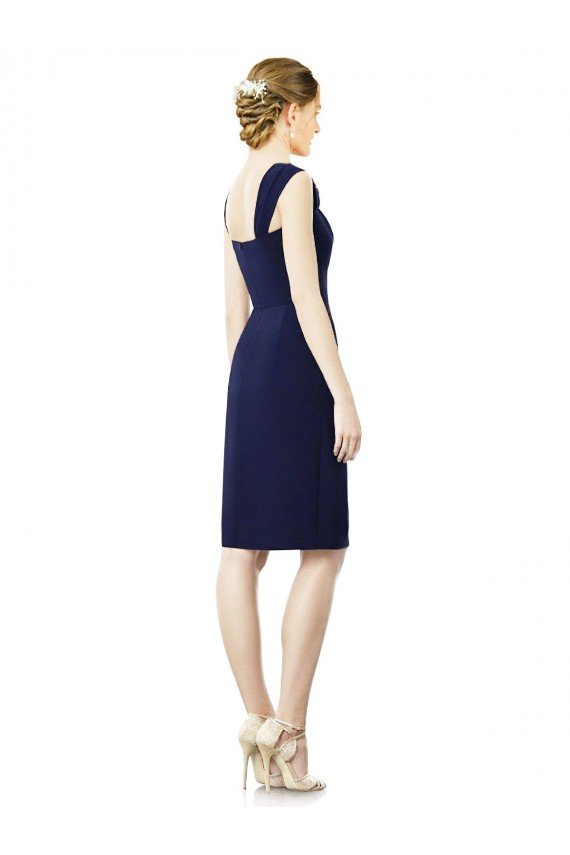 Affordable Cocktail Length Short Cap Sleeves Chiffon Bridesmaid Dress