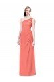 Affordable Draped Full Length One Shoulder Chiffon Bridesmaid Dress