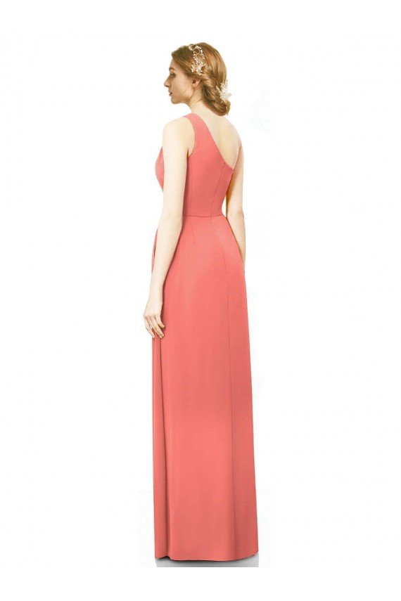 Affordable Draped Full Length One Shoulder Chiffon Bridesmaid Dress