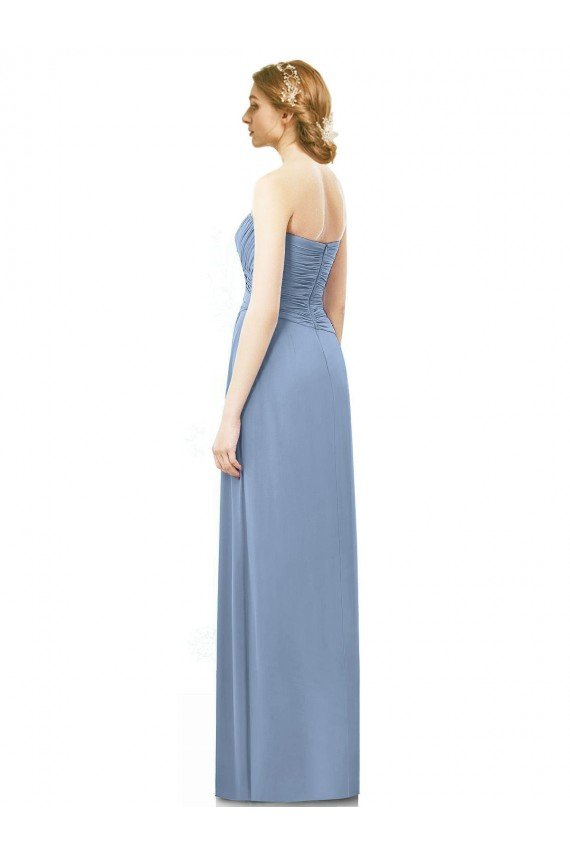 Affordable Strapless Long Chiffon Bridesmaid Dress with Sweetheart Neckline