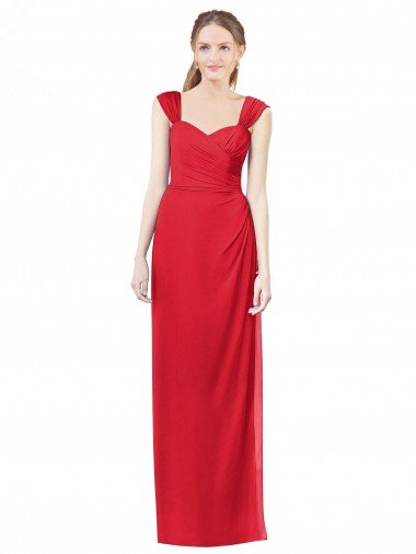 Affordable Long Chiffon Bridesmaid Gown with Neckline Straps