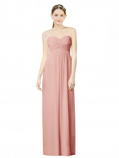 Affordable Long Chiffon Sweetheart Bridesmaid Dress with Twist Bodice