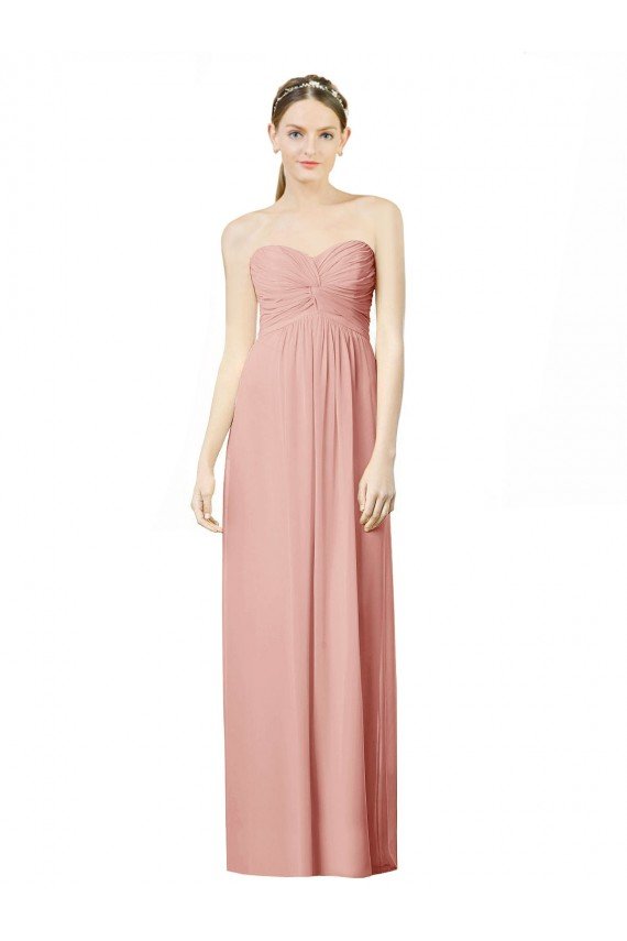 Affordable Long Chiffon Sweetheart Bridesmaid Dress with Twist Bodice