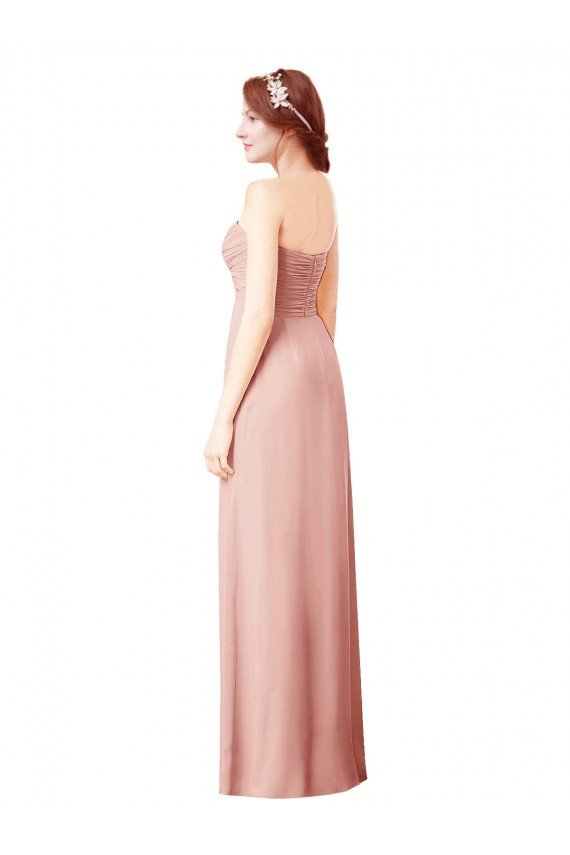 Affordable Long Chiffon Sweetheart Bridesmaid Dress with Twist Bodice