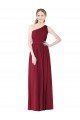 Affordable One Shoulder Full Length Long Chiffon Bridesmaid Dress.