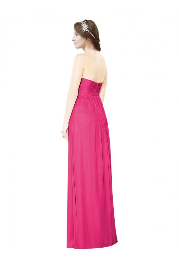 Affordable Full Length Strapless Long Chiffon Dress with Waistband