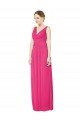 Affordable Sleeveless V-Neck Long Chiffon Bridesmaid Dress with V-Back