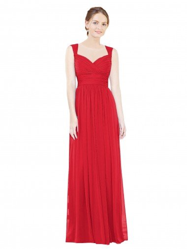 Affordable Full-Length Long Chiffon Bridesmaid Dress with Side Front Slit