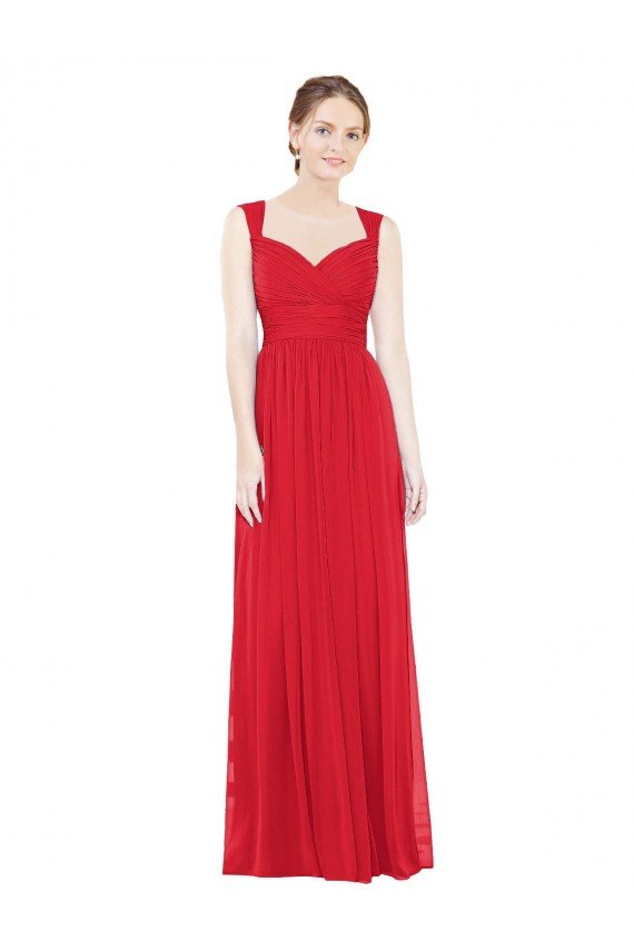 Affordable Full-Length Long Chiffon Bridesmaid Dress with Side Front Slit