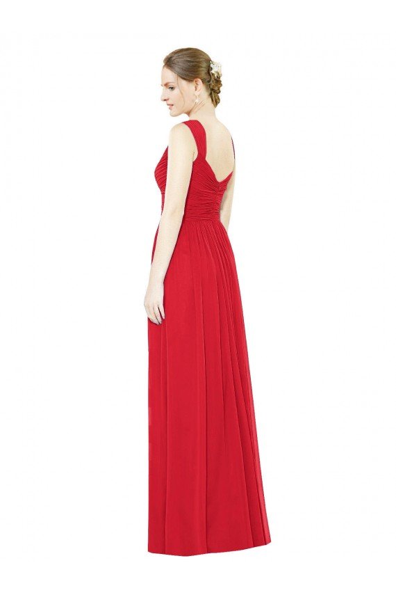 Affordable Full-Length Long Chiffon Bridesmaid Dress with Side Front Slit