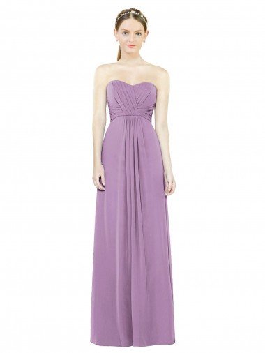 Affordable Sweetheart Neckline Strapless Chiffon Bridesmaid Dress with Wrap Pleat