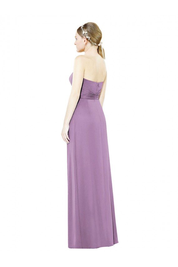 Affordable Sweetheart Neckline Strapless Chiffon Bridesmaid Dress with Wrap Pleat