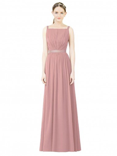 Affordable High Neck Chiffon Bridesmaid Dress with Low Back