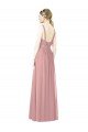 Affordable High Neck Chiffon Bridesmaid Dress with Low Back
