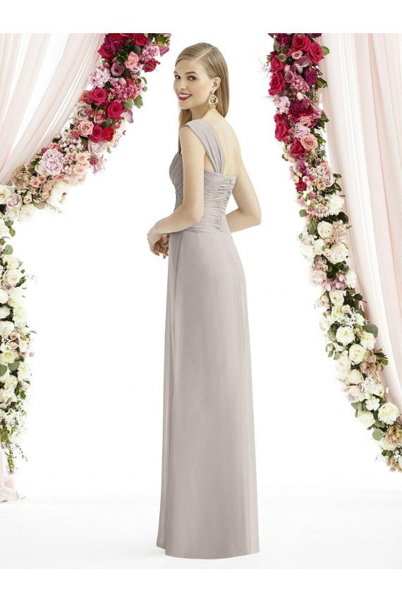 Affordable Full Length Lux Chiffon Dress with Draped Bodice And Shirred Straps