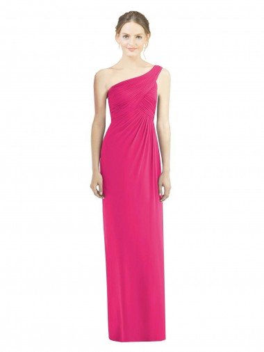 Affordable One Shoulder Long Chiffon Bridesmaid Dress