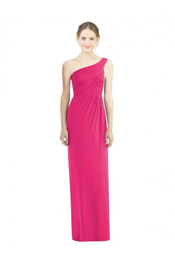 Affordable One Shoulder Long Chiffon Bridesmaid Dress