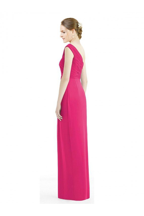 Affordable One Shoulder Long Chiffon Bridesmaid Dress
