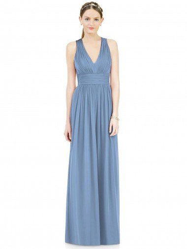 Affordable Sleeveless Cross Strap Back Chiffon Bridesmaid Dress