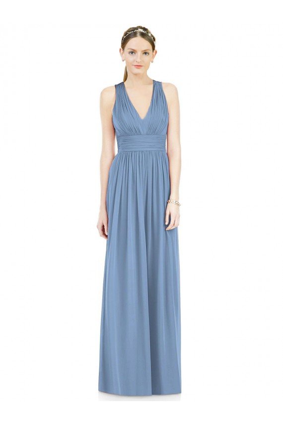 Affordable Sleeveless Cross Strap Back Chiffon Bridesmaid Dress