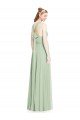 Affordable Open Back Halter Chiffon Bridesmaid Dress with Flowy Bow