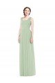 Affordable Sleeveless Chiffon Long Bridesmaid Dress with Shoulder Straps