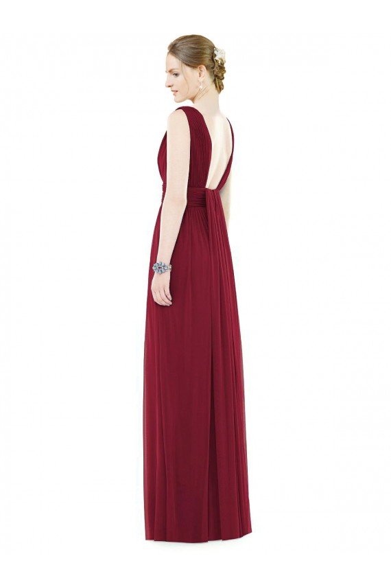 Affordable Low Square Back Sleeveless Shirred Skirt Bridesmaid Dress