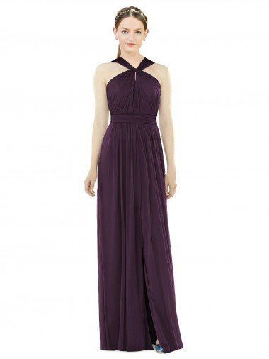 Affordable Maxi Chiffon Halter Neck Bridesmaid Dress