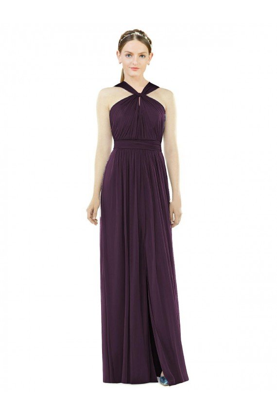 Affordable Maxi Chiffon Halter Neck Bridesmaid Dress