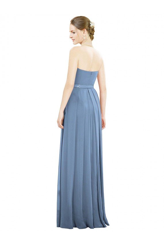 Affordable V-Pleat Chiffon Full-Length Strapless Bridesmaid Dress