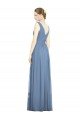 Affordable Sleeveless Draped Chiffon Maxi Bridesmaid Dress with Front Slit