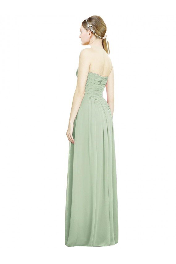 Affordable Crisscross Draped Full Length Strapless Chiffon Bridesmaid Dress