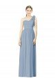 Affordable Flower Shoulder Draped One Shoulder Chiffon Bridesmaid Dress