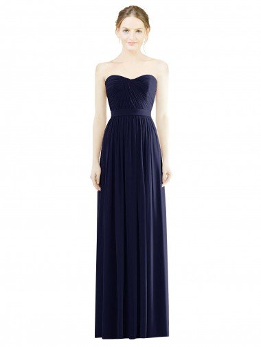 Affordable Low Back Draped Strapless Chiffon Formal Bridesmaid Dress 