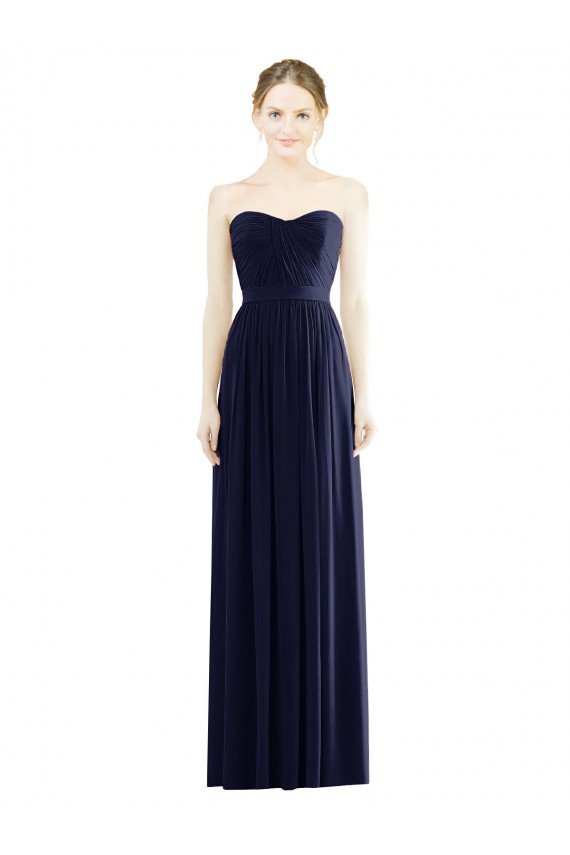 Affordable Low Back Draped Strapless Chiffon Formal Bridesmaid Dress 