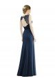 Affordable Lace Bodice Open Back Trumpet Chiffon Bridesmaid Dress with Bow Belt
