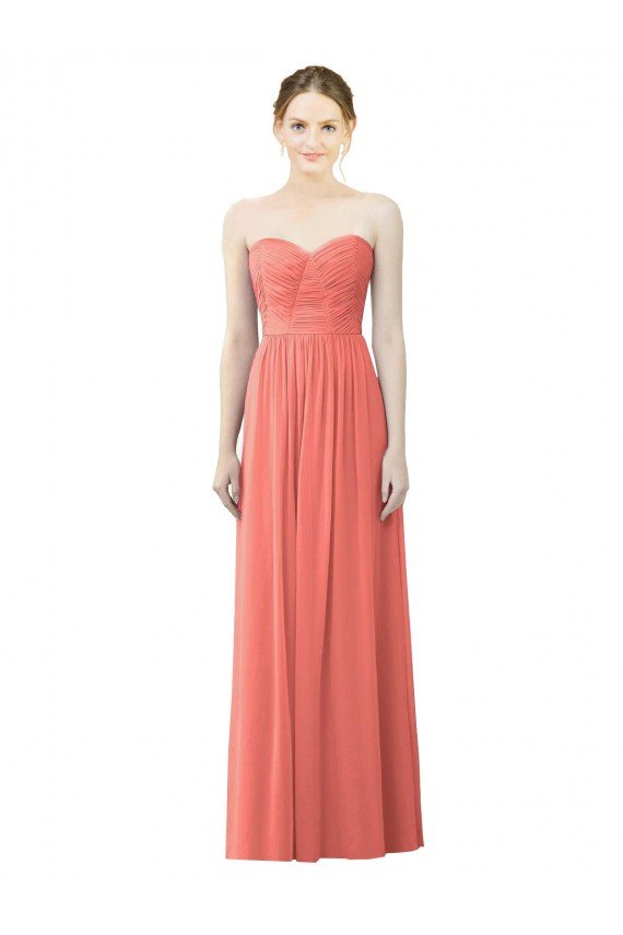Affordable Draped Sweetheart Strapless Chiffon Bridesmaid Dress