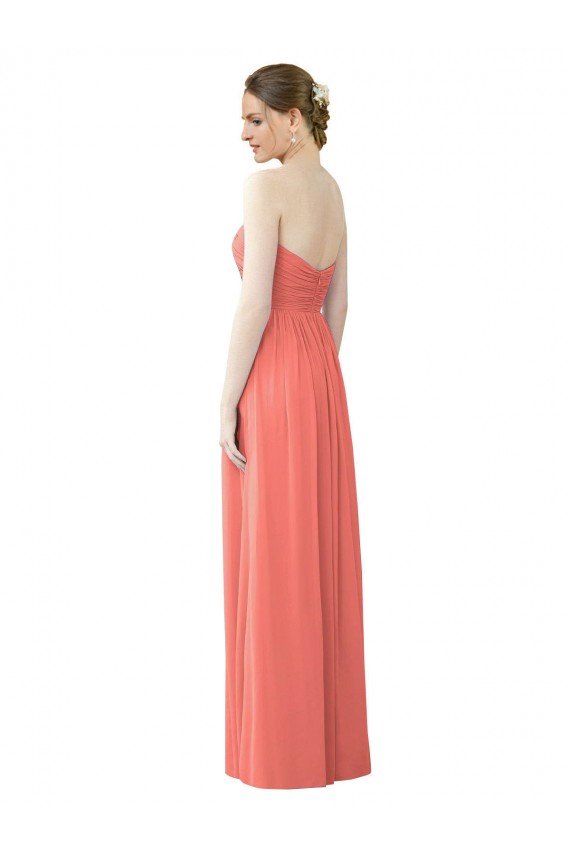 Affordable Draped Sweetheart Strapless Chiffon Bridesmaid Dress