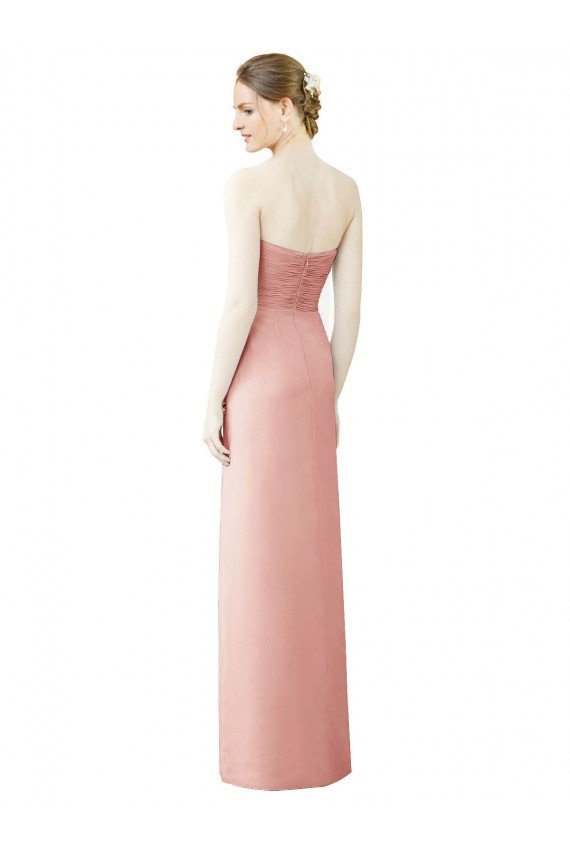 Affordable Strapless Sweetheart Long Chiffon Wrap Bridesmaid Dress