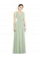 Affordable Natural Waist V-Neck Draped Chiffon Bridesmaid Dress
