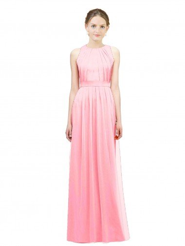 Affordable Sleek Halter Neck Chiffon Bridesmaid Dress 