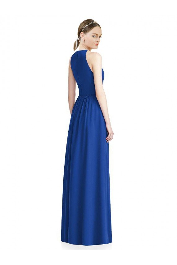 Affordable Draped Keyhole Long Chiffon Bridesmaid Dress