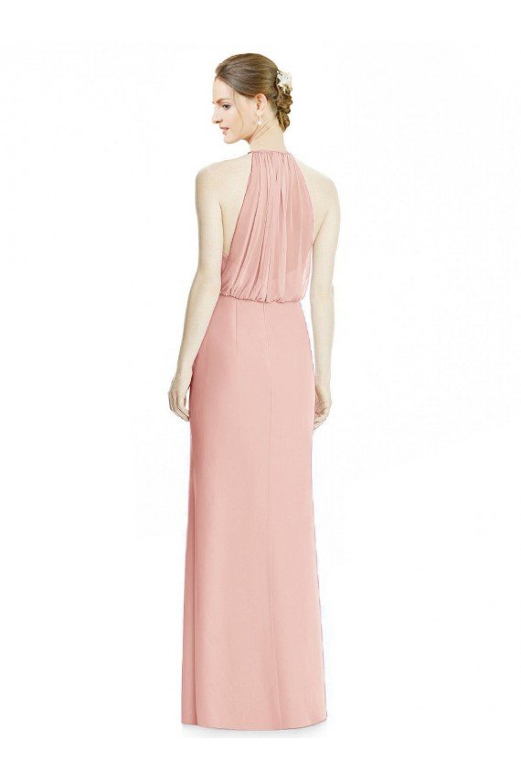 Affordable Halter Neck Trumpet Chiffon Bridesmaid Dress