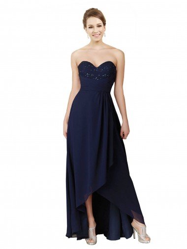 Affordable Sweetheart Neckline Beaded Lace and Chiffon Bridesmaid Dress