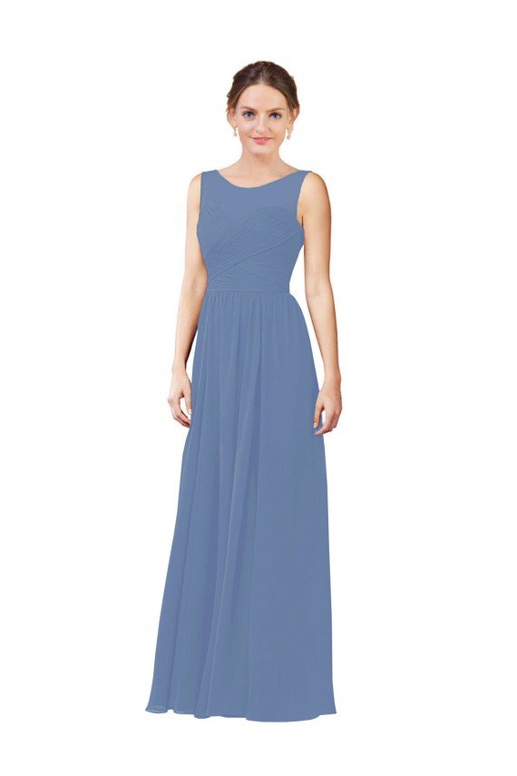 Affordable Luxe Chiffon Bridesmaid Dress with Illusion and Sweetheart Neckline