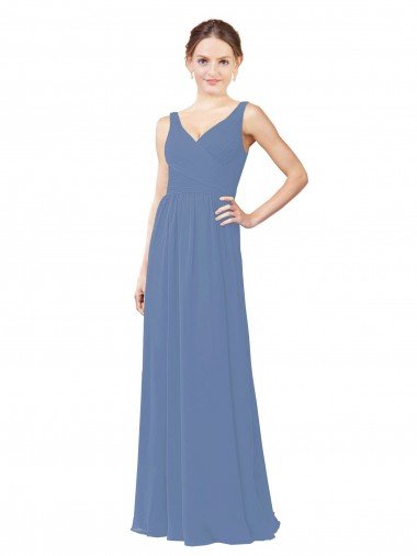Affordable Draped V-Neck Luxe Chiffon Bridesmaid Dress